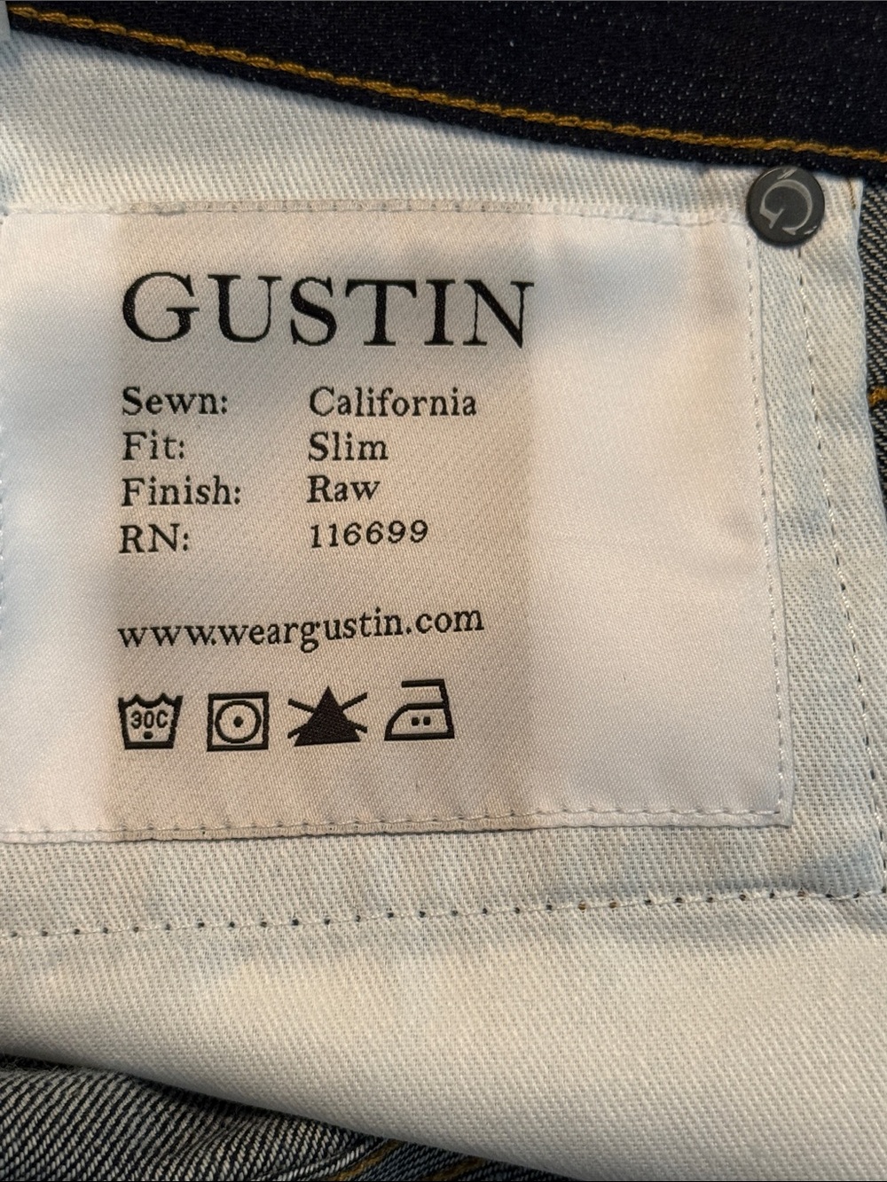 Gustin NEW Men's Cone Mills Experimental Selvedge - The 1776 Size 31x34 - Picture 10 of 13